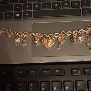 Gold-Tone Multicolor Heart Charm Bracelet - Unbranded Women’s Jewelry